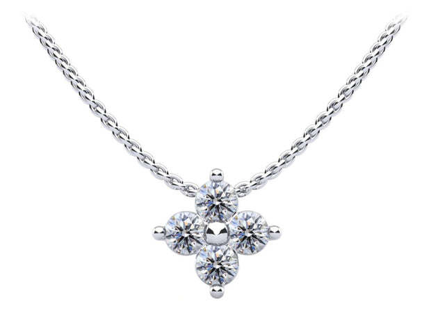 14K White Gold 4 Diamond Necklace