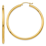 14K Gold Large 2.5MM Tube Hoop Earrings