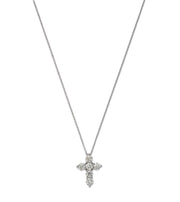 14K White Gold Diamond Cross Necklace