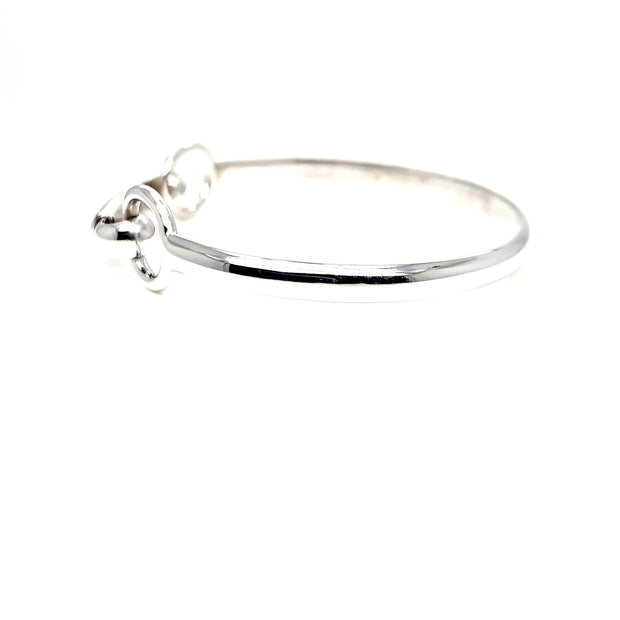 14K White Gold Hook and Eye Bangle Bracelet