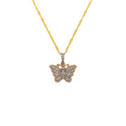 10K Yellow Gold Diamond Butterfly Pendant