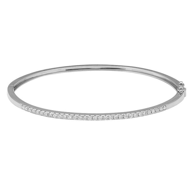 14K White Gold 1/2ctw Diamond Bangle Bracelet