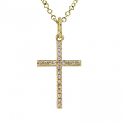 14K Gold Diamond Cross Pendant