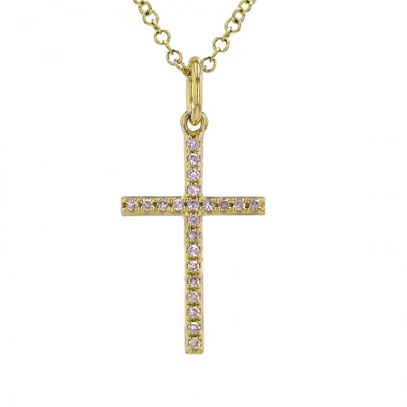 14K Gold Diamond Cross Pendant