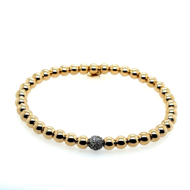 14K Gold and Diamond Bead Bracelet