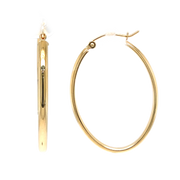 14K Gold Oval Hoop Earrings
