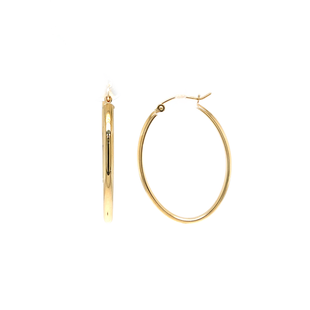 14K Gold Oval Hoop Earrings