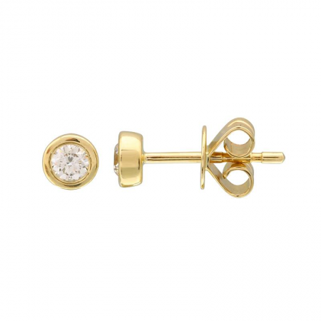 14K Gold Bezel Set Diamond Stud Earrings