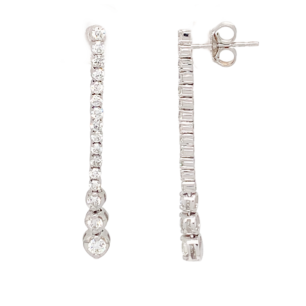 14k White Gold Diamond Drop Earrings