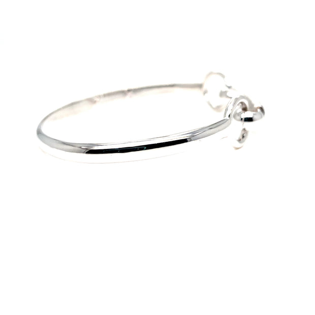 14K White Gold Hook and Eye Bangle Bracelet