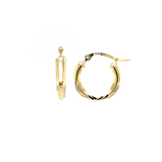 14K Yellow Gold Diamond Cut Small Hoop Earrings