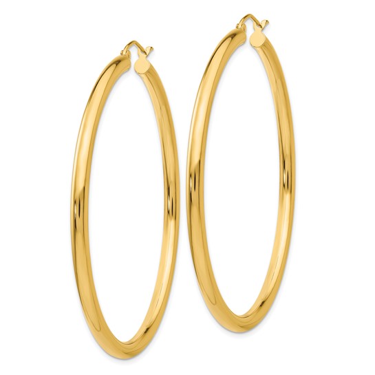 14K Gold 3MM Large Tube Hoop Earrings