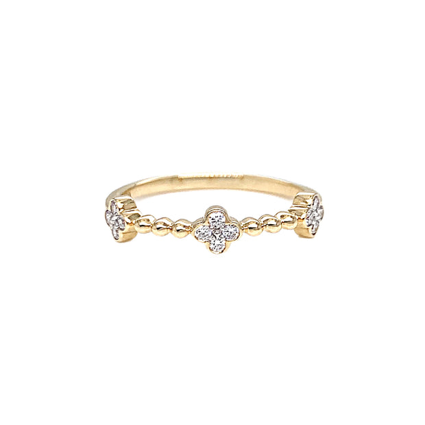 14k Yellow Gold Quatrefoil Motif Stackable Ring