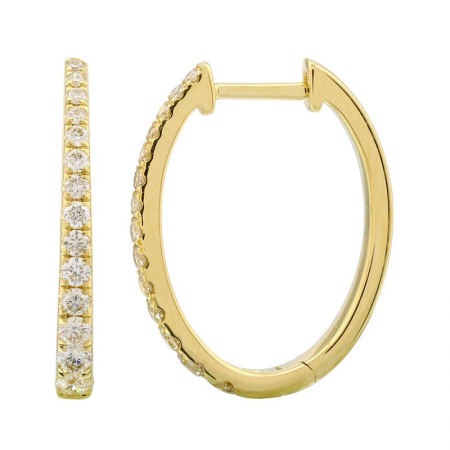 14k Yellow Gold Tapered Diamond Hoop Earrings