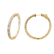 14K Gold Inside Out Medium Diamond Hoop Earrings
