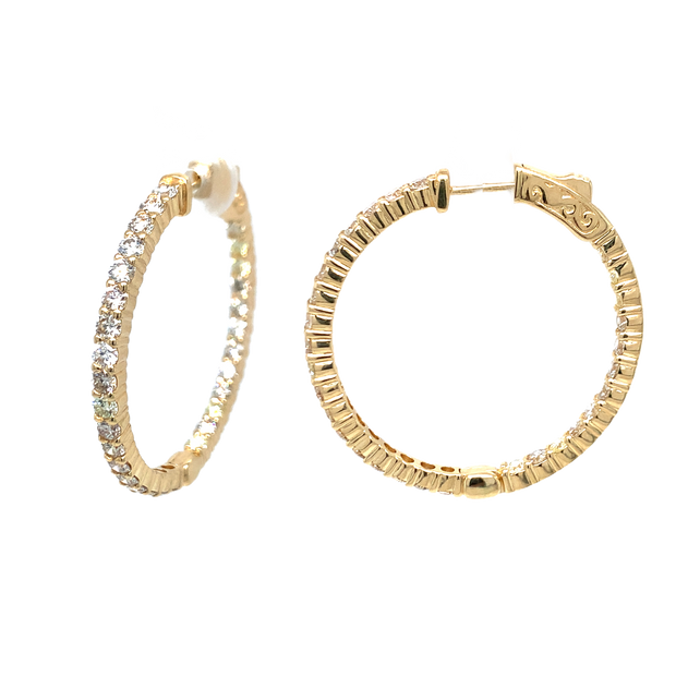 14K Gold Inside Out Medium Diamond Hoop Earrings