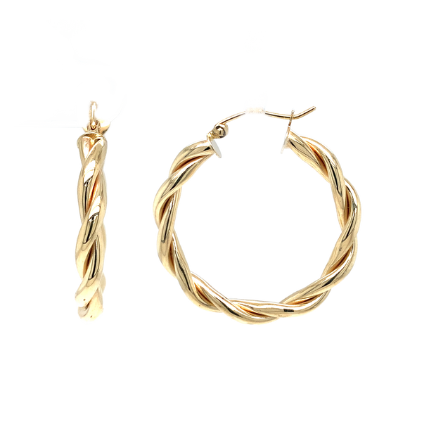 14K Yellow Gold Medium Spiral Hoop Earrings