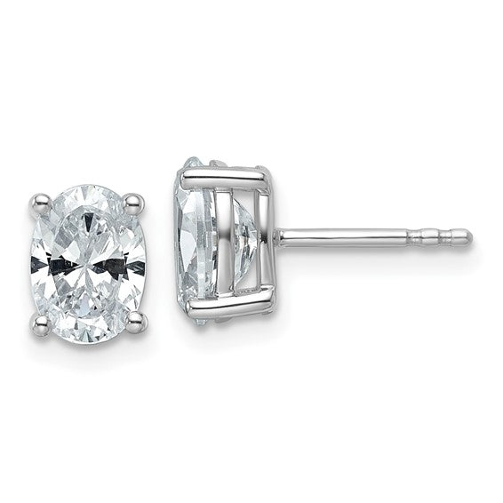 14 Karat White Gold Laboratory Grown Diamond Stud Earrings With 2.00ctw Oval Cut Diamonds
