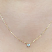 14 Karat Yellow Gold Diamond Bezel Necklace