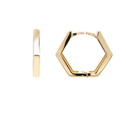 14k Yellow Gold Hexagon Hoops