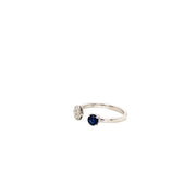 14K White Gold Sapphire and Pave Disc Cuff Ring