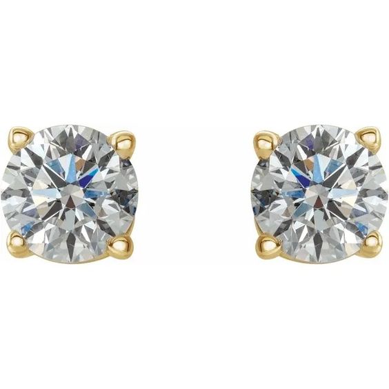 1/2ct Round Natural Diamond Stud Earrings in 14k Yellow  Gold