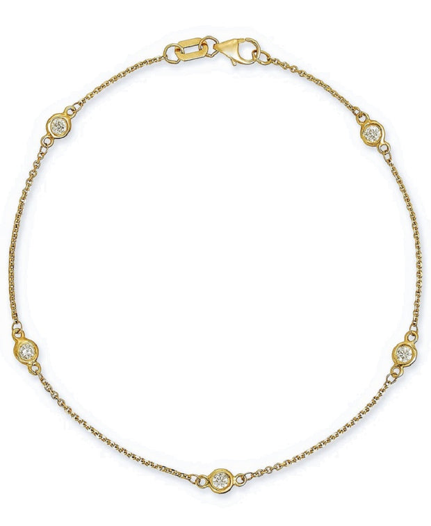 14K Gold Diamond Station Bracelet