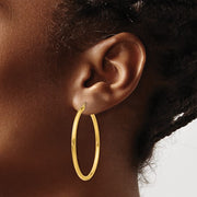 14K Gold Large 2MM Tube Hoop Earrings