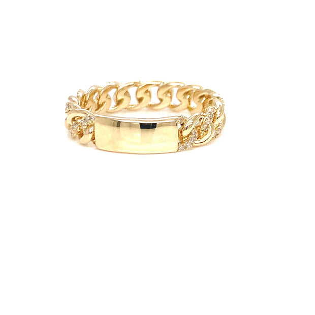 14K Yellow Gold Chain Diamond Ring