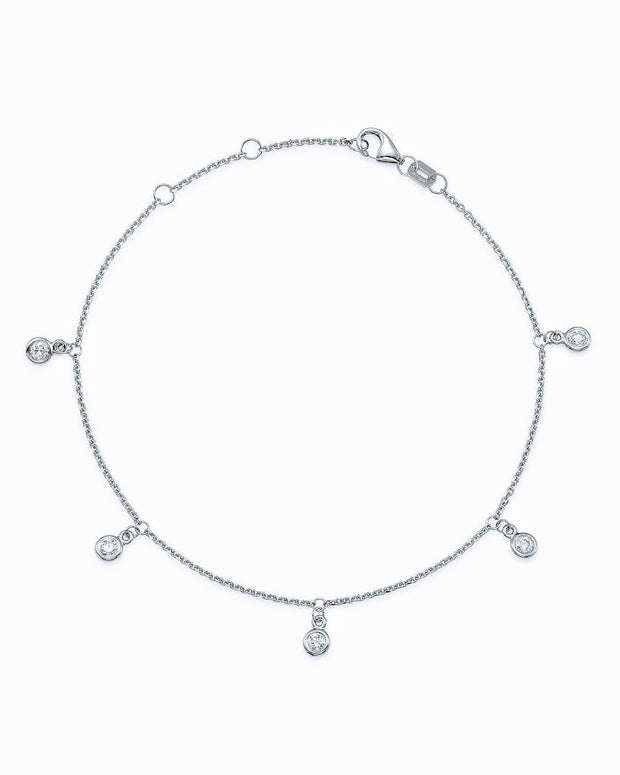 14K White Gold Diamond Station Bracelet