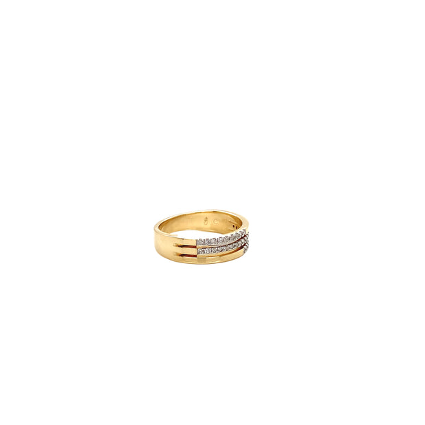 14K Gold 3 Row Band Diamond Ring