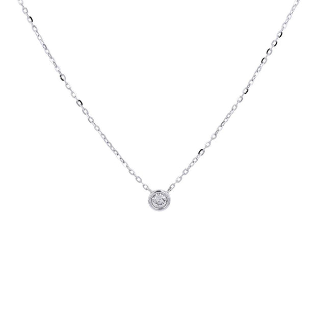 14 Karat White Gold Bezel Set Diamond Pendant