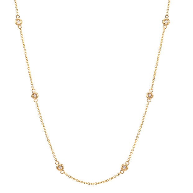14K Gold Diamond Station Nacklace