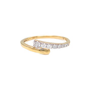 14k Yellow Gold and Diamond Bypass Ring