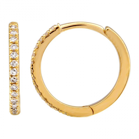 14K Gold 12MM Diamond Huggie Earrings