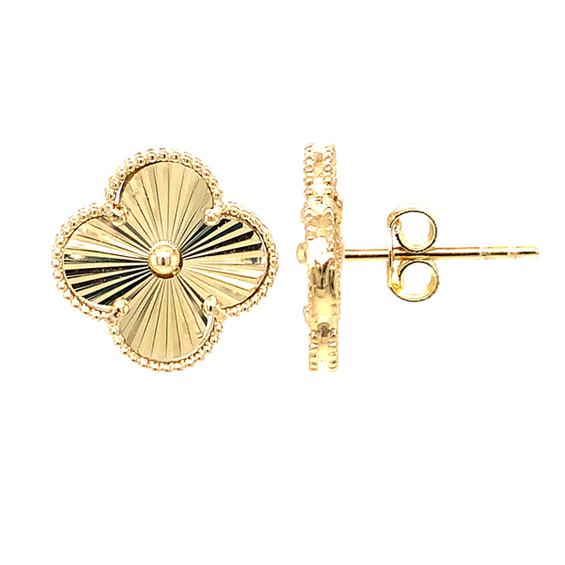 14K Gold Quatrefoil Stud Earrings