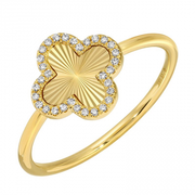 14K Yellow Gold Quatrefoil with Diamonds Ring
