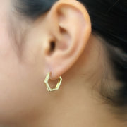 14k Yellow Gold Hexagon Hoops
