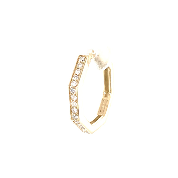14K Yellow Gold Hexagon Hoop Earrings