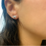 14K White Gold Leaf Post Earring