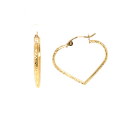 14K Yellow Gold Heart Shape Hoop Earrings