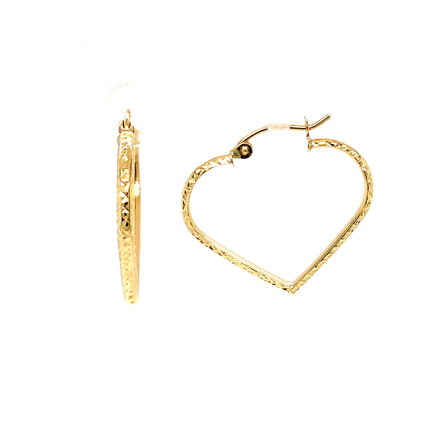 14K Yellow Gold Heart Shape Hoop Earrings