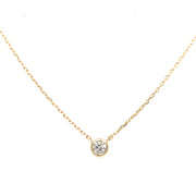 14 Karat Yellow Gold Diamond Bezel Necklace