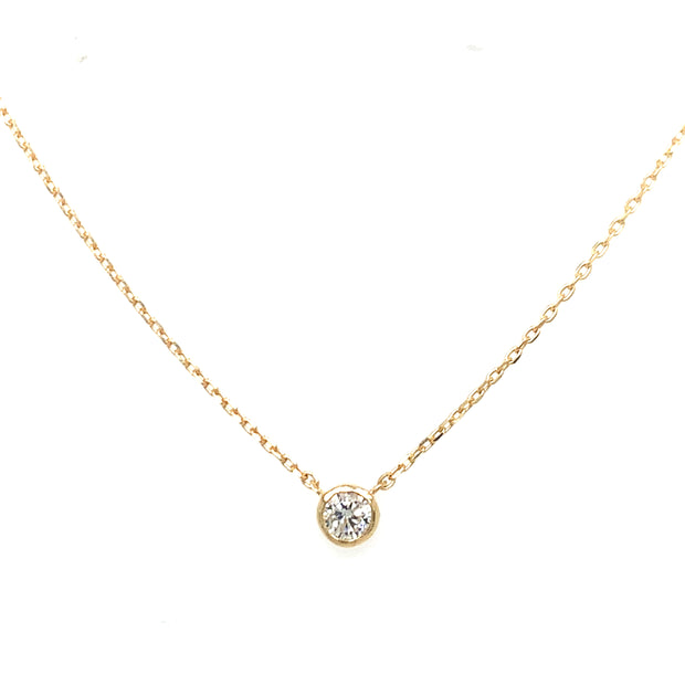 14 Karat Yellow Gold Diamond Bezel Necklace