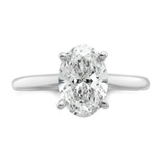 14K White Gold 2.00ct Solitaire Oval Lab Grown Diamond Engagement Ring