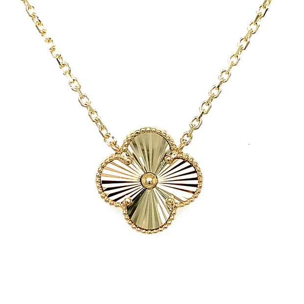 14k Yellow Gold Fluted Clover Pendant