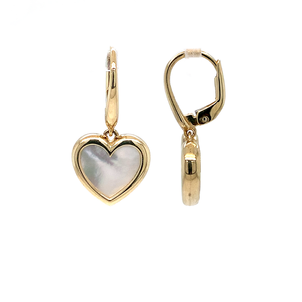 Mother of Pearl  Heart Drop Earrings