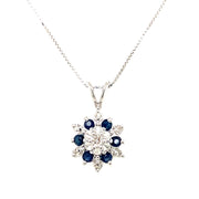 14K White Gold Sapphire and Diamond Pendant