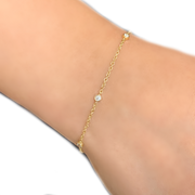 14K Gold Diamond Station Bracelet