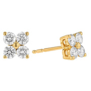 14K Gold Diamond 4 Diamond Stud Earrings